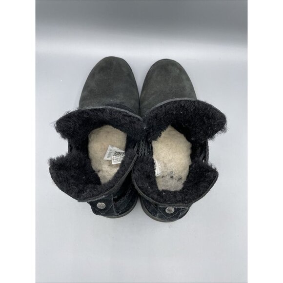 UGG Black Suede Bootie Shearling Women’s 6 Winter Boot - Picture 5 of 9
